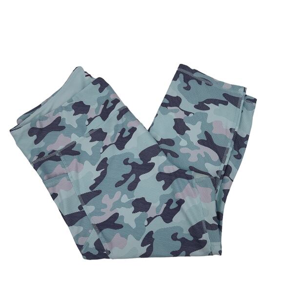 Dip Womens Blue/Teal/Pink Camo Capri Yoga Athletic Stretchy Pants Size 3X Plus - Picture 9 of 9